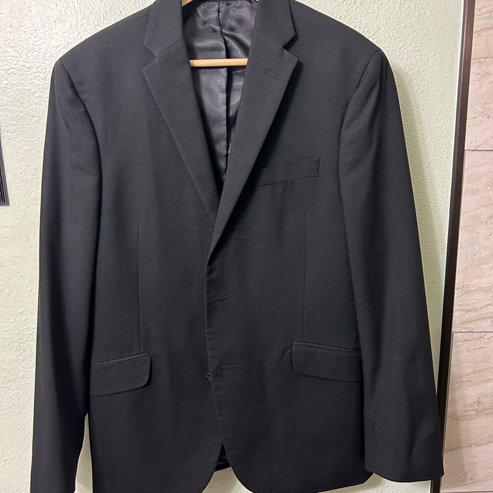 Kenneth Cole Men's Black Tailored Single-Breasted Blazer